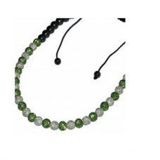 Beautiful Full Green And White/Silver Crystal Shamballa Necklace